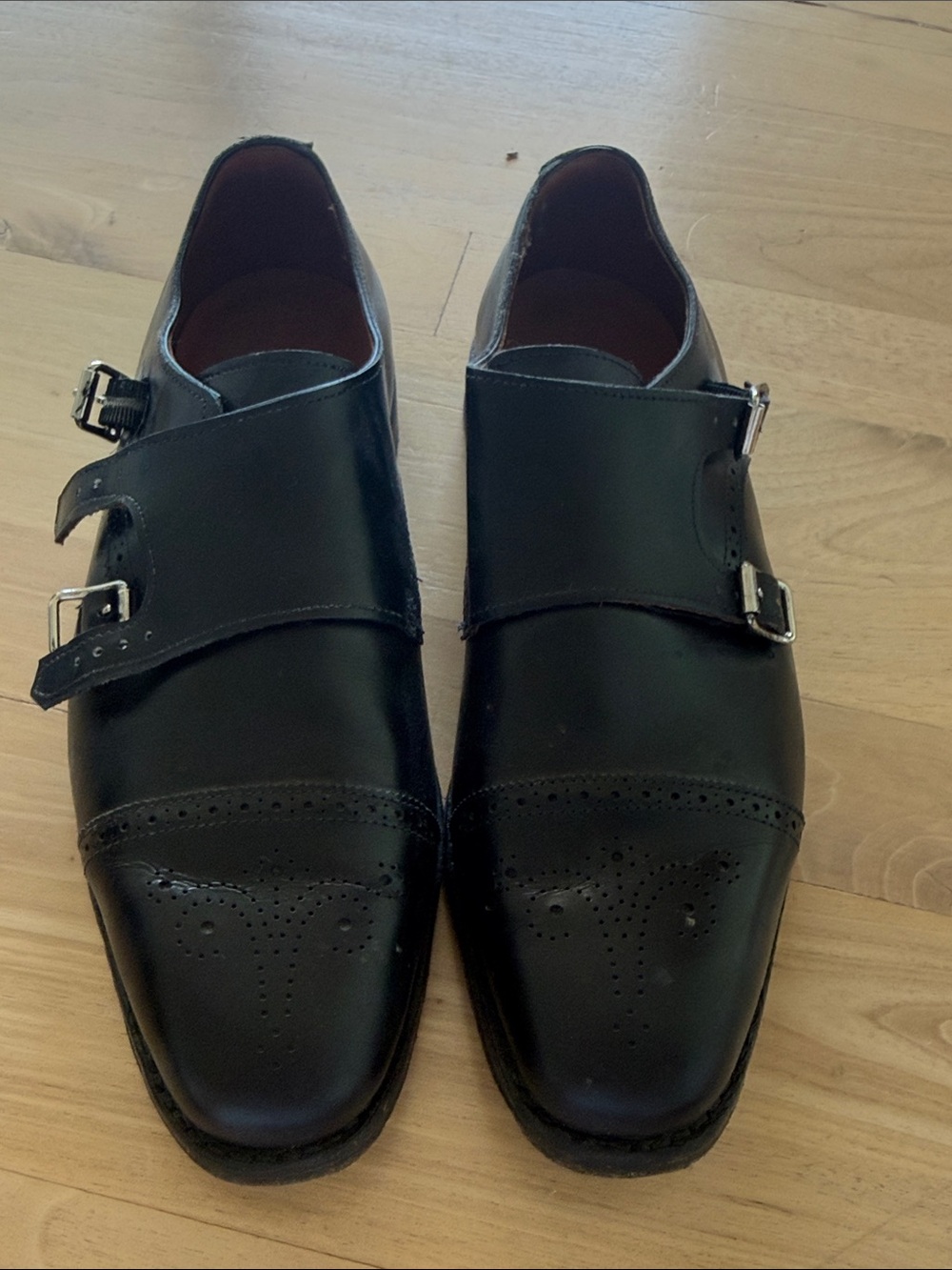 Allen Edmonds Black Double Monk Strap Leather Shoes